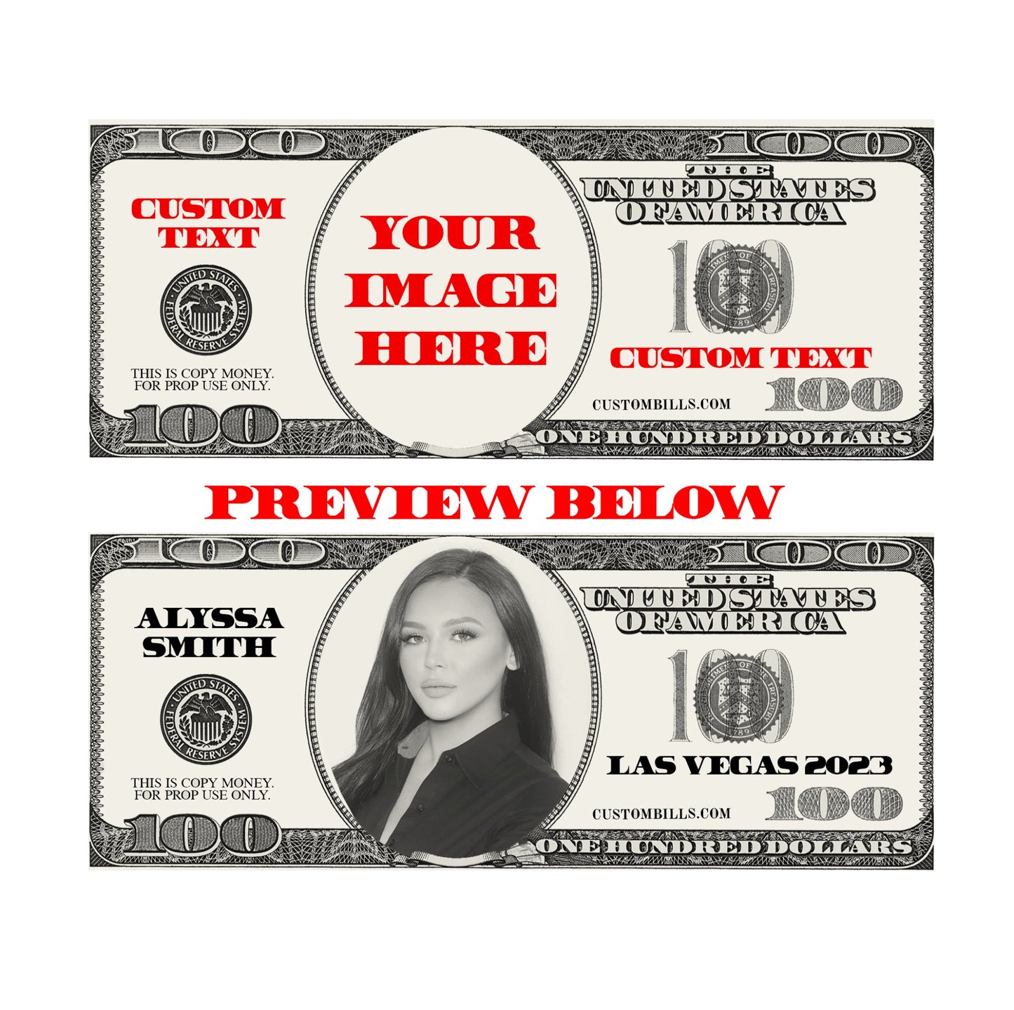 Birthday Party Decorations Ideas - Custom Dollar Bills - Custom Bills