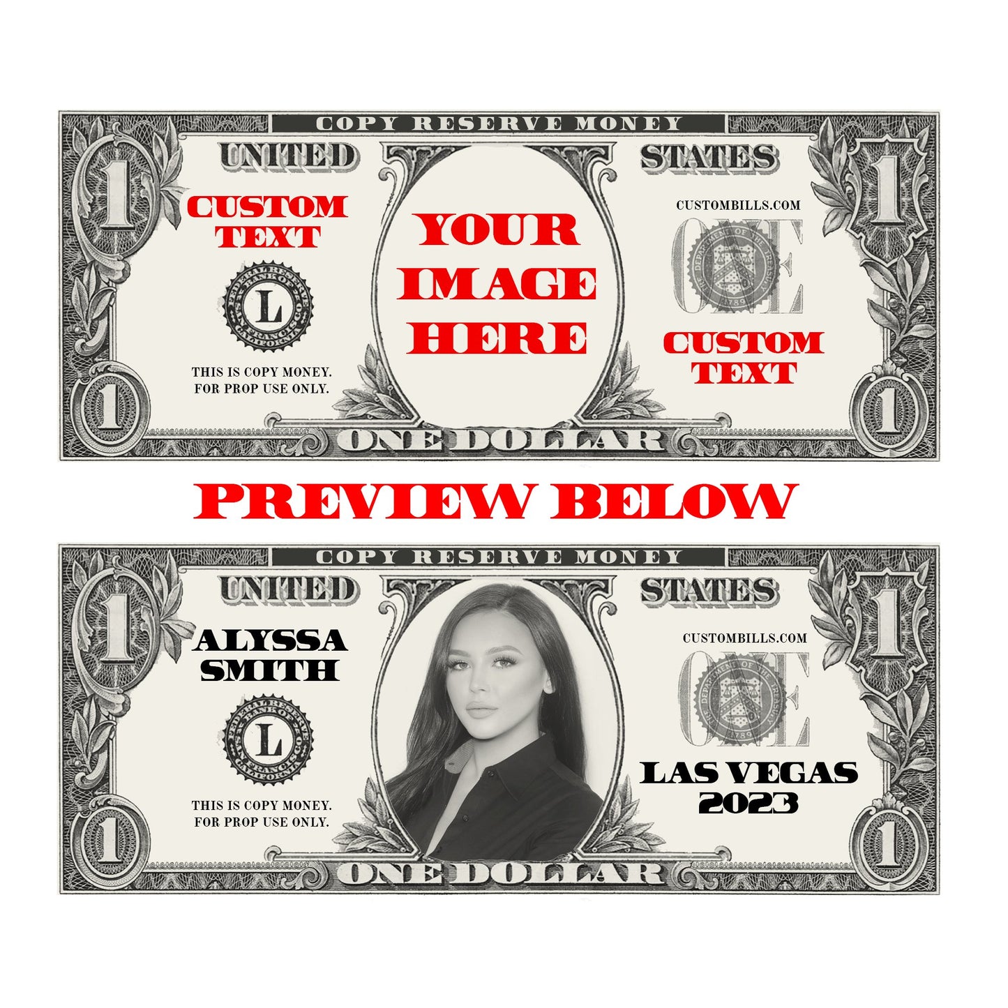 Wedding Decorations Ideas - Custom Dollar Bills - Custom Bills
