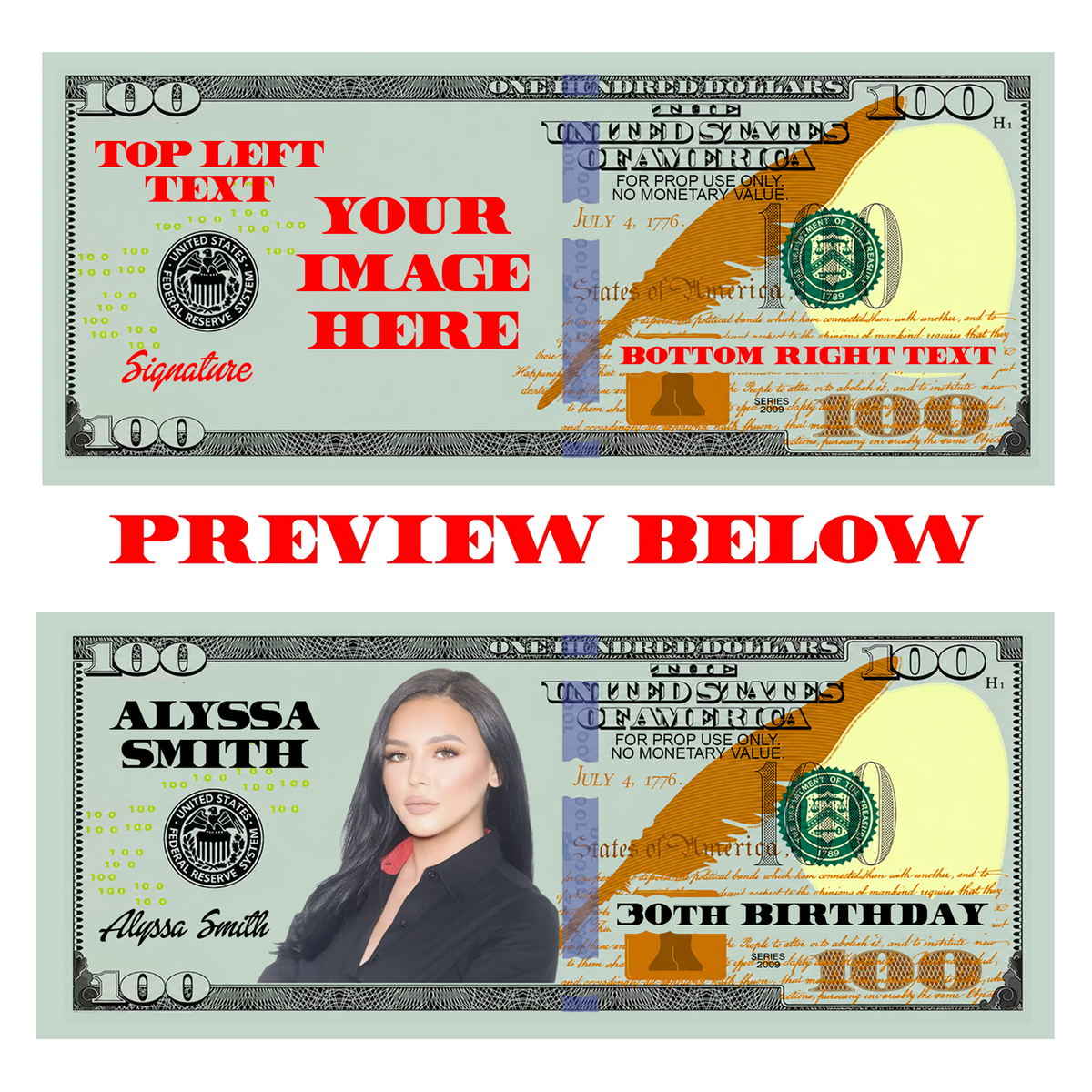 Custom New Style Full Color Bills Classic